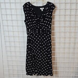 Dress Barn Black and White Polka Dot Midi A Line  Dress Size 10
